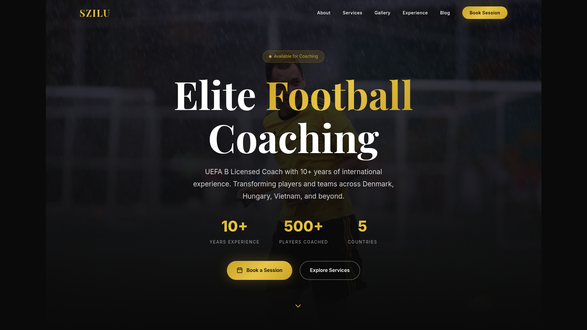 Coach Szilu — Personal brand site for a UEFA B licensed football coach