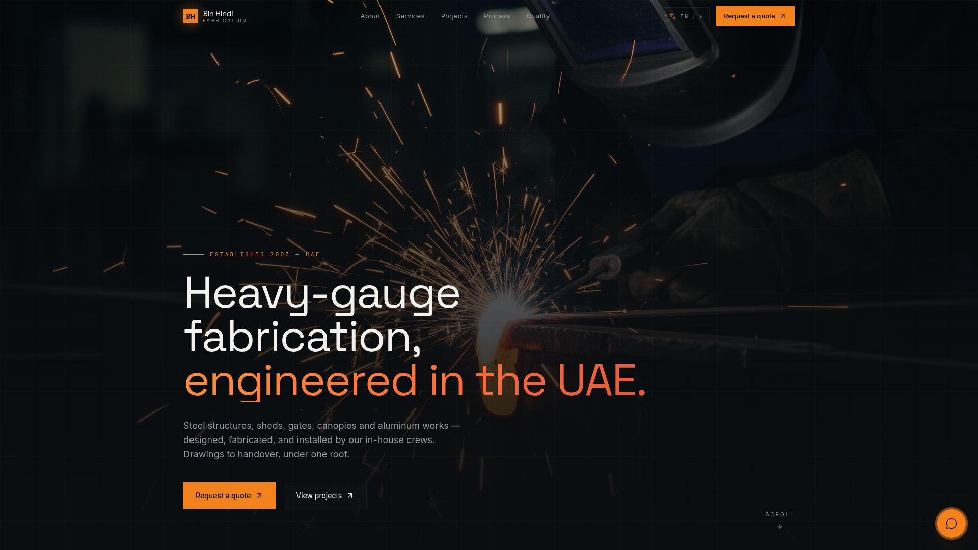 Bin Hindi Fabrication — Corporate site for a UAE heavy-gauge steel fabrication firm